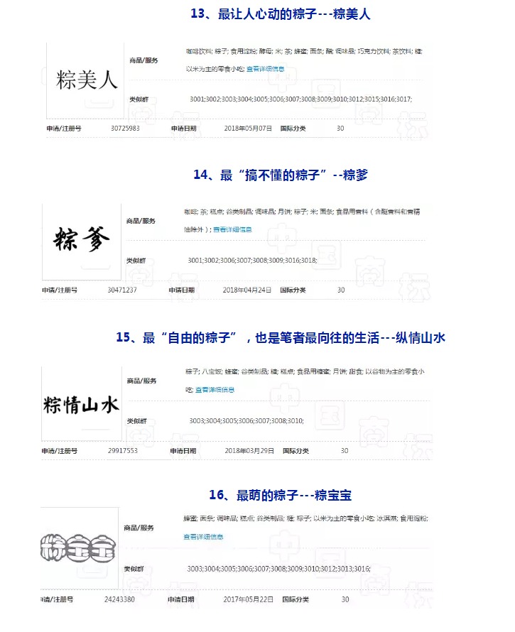 “粽爹”“粽美人”“粽宝宝”“粽统世家”看端午节的惊奇商标！